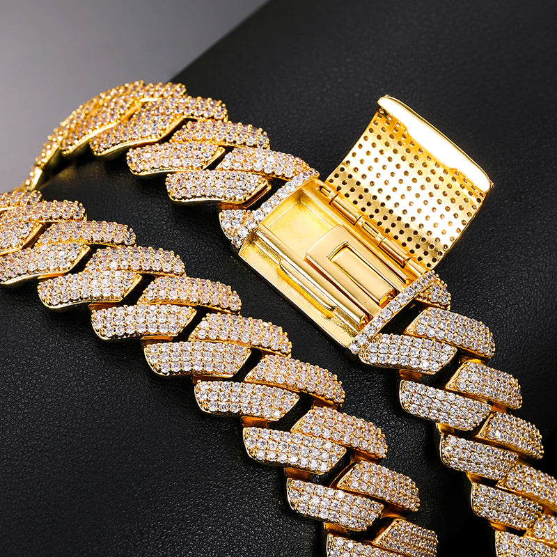 【#L42#N8 20Mm】 92Silver Cuban Link Chain Moissanite Hip Hop Jewelry Miami Necklace Fashion Gift