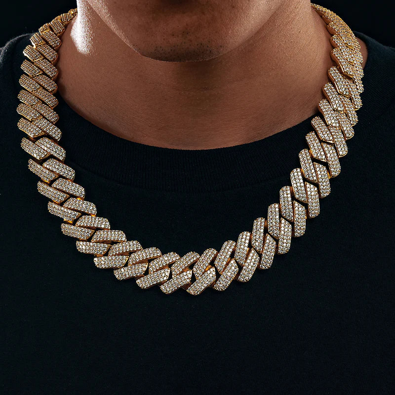 【#L42#N8 20Mm】 92Silver Cuban Link Chain Moissanite Hip Hop Jewelry Miami Necklace Fashion Gift