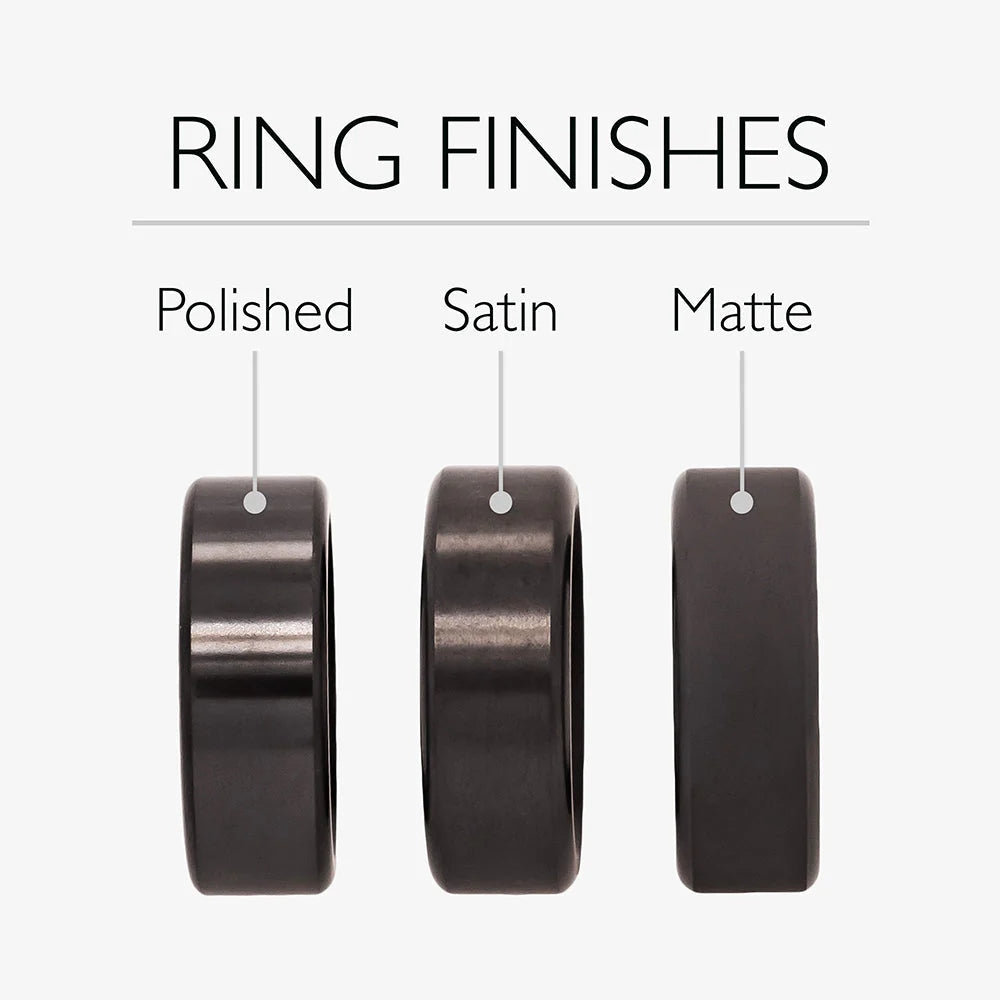 Black Diamond - Men’S Ring 8Mm - Yellow Gold Band W Black Diamond Inlay and Diamond Insets - ZEUS -