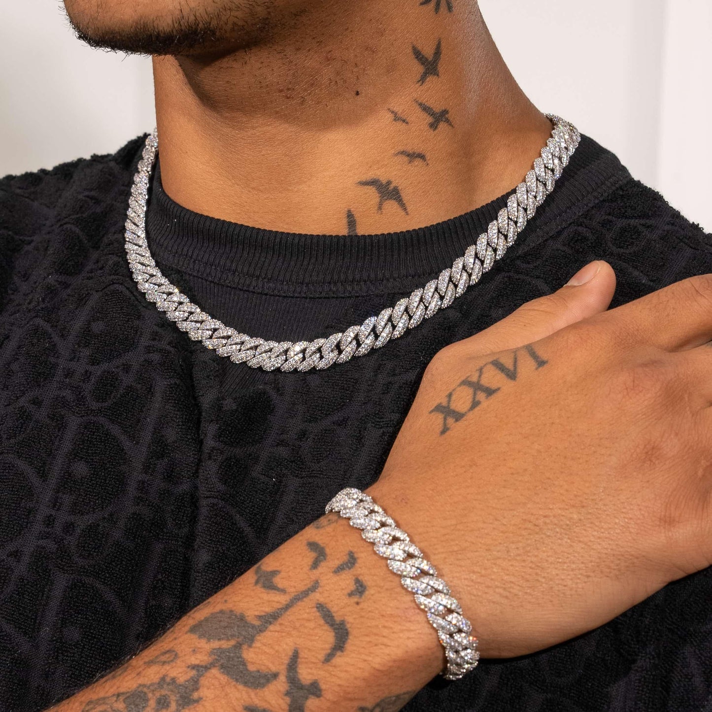 8Mm Moissanite Cuban Link Chain - 925 Silver - D Colour - VVS1