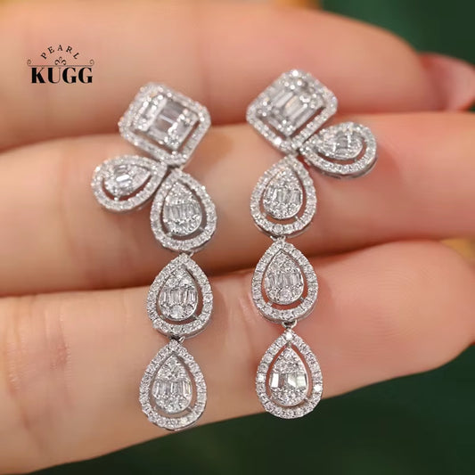 100% 18K White Gold Earrings Luxury Water Drop Shape 1.5Carat Real Natural Dimaond Earrings for Women High Party Jewelry