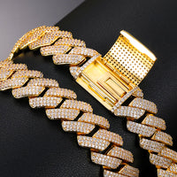 【#L42#N8 20Mm】 92Silver Cuban Link Chain Moissanite Hip Hop Jewelry Miami Necklace Fashion Gift
