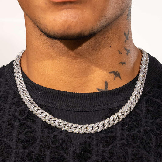 8Mm Moissanite Cuban Link Chain - 925 Silver - D Colour - VVS1