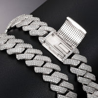 【#L42#N8 20Mm】 92Silver Cuban Link Chain Moissanite Hip Hop Jewelry Miami Necklace Fashion Gift