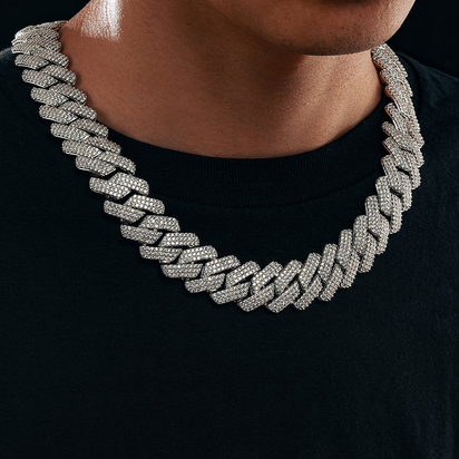 【#L42#N8 20Mm】 92Silver Cuban Link Chain Moissanite Hip Hop Jewelry Miami Necklace Fashion Gift