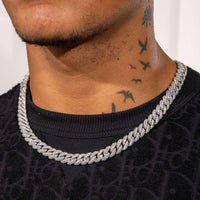 8Mm Moissanite Cuban Link Chain - 925 Silver - D Colour - VVS1