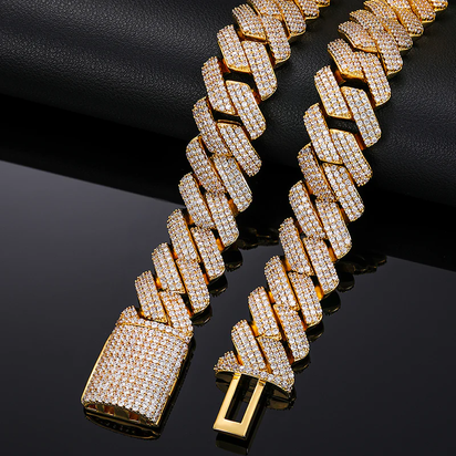 【#L42#N8 20Mm】 92Silver Cuban Link Chain Moissanite Hip Hop Jewelry Miami Necklace Fashion Gift